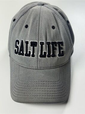 Salt Life Gray Baseball Cap with Black & White Embroidered Logo